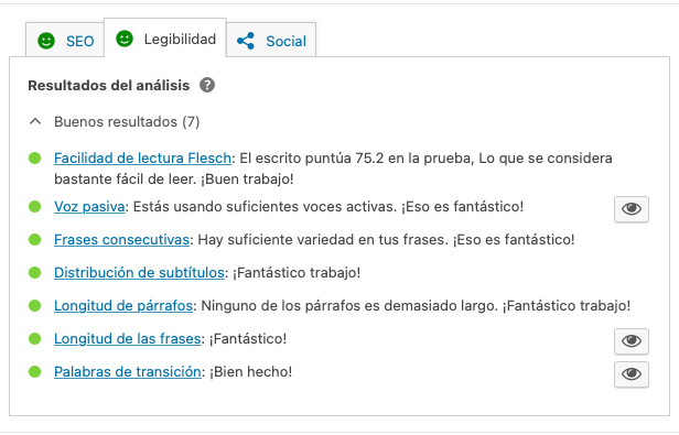 puntuación de legibilidad